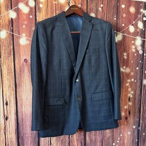 Johnston & Murphy Men's Blue Plaid Blazer L